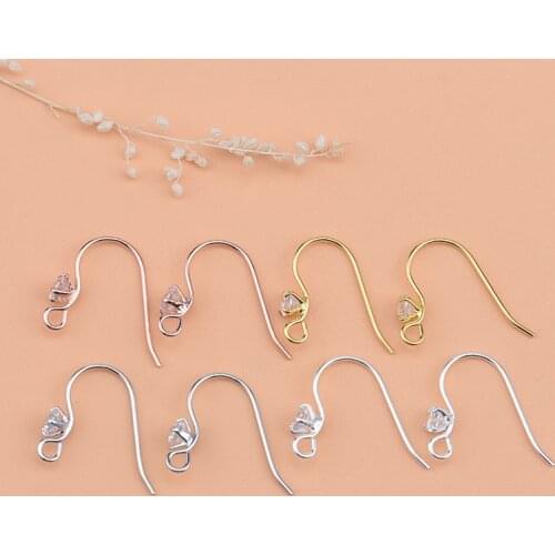 S925 sterling silver earring accessories with diamond zircon ear hook