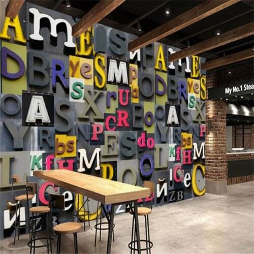 Beibehang Wallpaper Mural Custom Metal English Metal Breaking Wall Metal Letter Mural Background Wall Paper Decoration