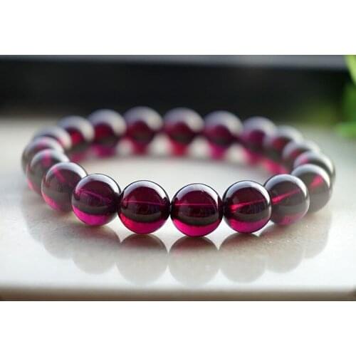 Free Shipping Top Quality Natural Purple Garnet Crystal Bracelet Round Stretch Beads AAAA 9mm