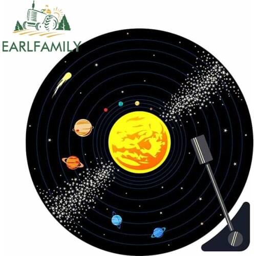 EARLFAMILY 13cm x 12.8cm For Solar System Vinyl Record Funny Car Stickers Car Door Bumper Decal Personality Occlusion Scratch