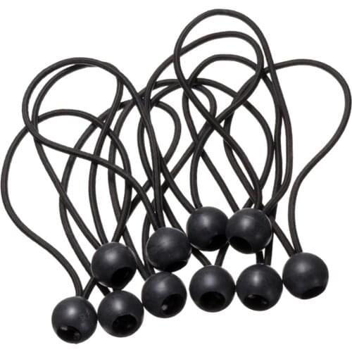 10 Pieces Elastic Tent Fix Cords Black Ball Bungee Loop Strap Tarpaulin Canopy Holder Wire