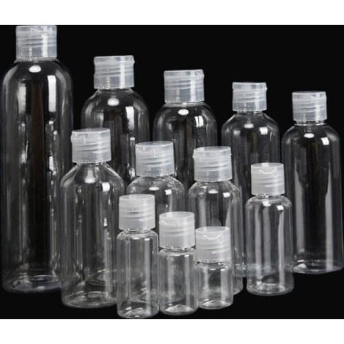1pcs 5ml - 250ml Plastic PET Clear Flip Lid Lotion Bottles Refillable Empty Plastic Sample Bottle Butterfly Cap Makeup Tool
