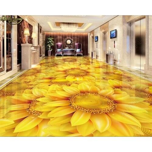 Beibehang papel de parede Custom Photo Wallpaper Floor Paint Sunflower Flower Plant Flower 3D Flooring wall papers home decor