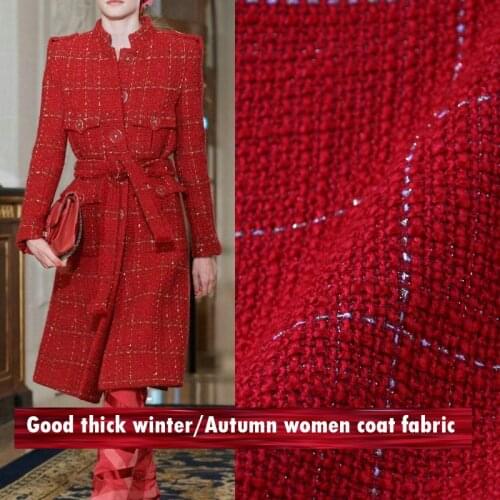 Good Thick Coat Fabric Red Gold Thread Ripstop Fashion Fabric Sewing Diy Winter/Autumn Women Coat Clothing Dress Wide 150cmx1m