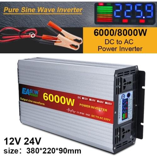 Pure Sine Wave Inverter DC 12V/24V/48V/60v To AC 110V 220V 6000W 8000w Power Inverter Converte With LED Display