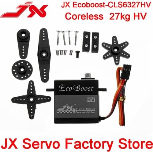 JX Ecoboost CLS6327HV 27KG Large Torque 180° CNC Aluminium Shell Metal Gear Coreless Digital Servo For RC Helicopter Accessories