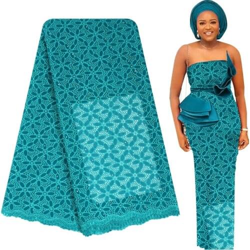 Bestway African Embroidered Swiss Voile Lace Nigerian Polished Cotton Lace Fabric Eyelet Lace With Stones Fashion Bridal Laces