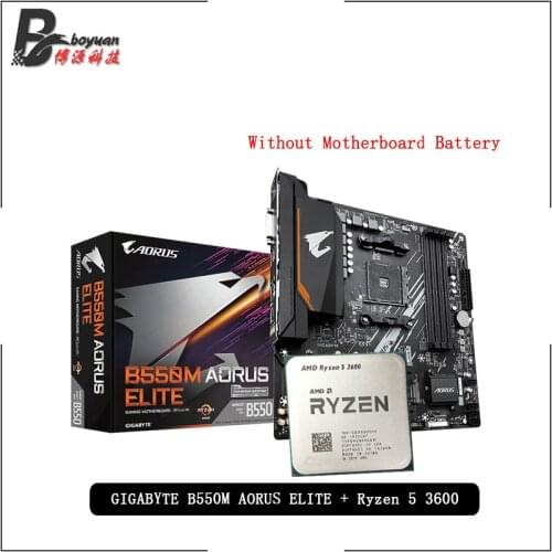 AMD Ryzen 5 3600 R5 3600 CPU + GA B550M AORUS ELITE Motherboard Suit Socket AM4 All new but without cooler