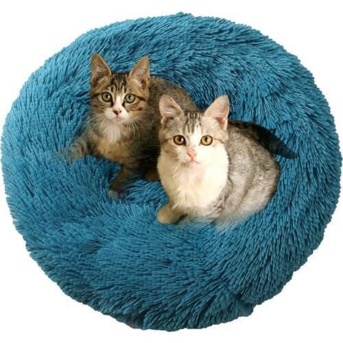 40cm Cat Bed Plush Soft Round Pet Bed House Pet Cat anti-stress Cushion accessories for Cats