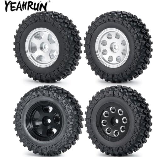 YEAHRUN 4PCS SCX24 Wheels Tires Set Metal Wheel Rims and Rubber Tyres for 1:24 Axial SCX24 90081 RC Car Upgrade Parts
