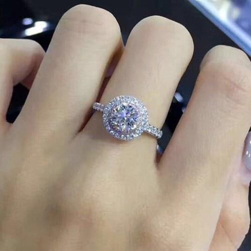 New Classic Round Rings Unique Luxury AAA White Zircon Two Tone Jewelry Promise Engagement Wedding Rings For Women