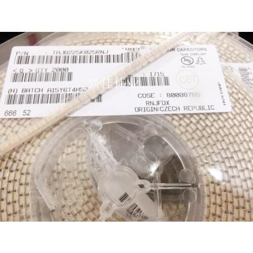 Original 10pcs/ 225E 25V2.2UF B 3528 1210 2.2UF 25V Tantalum Capacitor