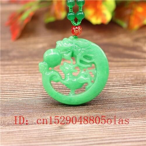 Natural Green A Emerald Jade Dragon Pendant Necklace Jadeite Jewellery Double-sided Carved Amulet Fashion Gifts for Women Men