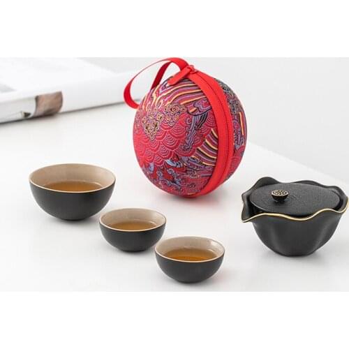 Portable Vintage Tea Set Luxury Chinese Portable Travel Porcelain Tea Set Kitchen Gift Box Juego De Te Teaware Sets DI50CJ