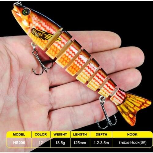 Premium 10 Sections Multicolor Swimbait Lures Fishing Tackle Sinking Wobblers Fishing Lures 2cm/19g