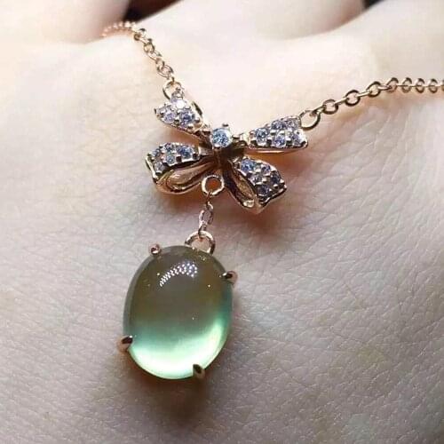925 Sterling Silver Inlay, Bow Cross Clavicle Chain, Natural Grape Stone, Full Of Particles, Fluorescent Necklace Pendant