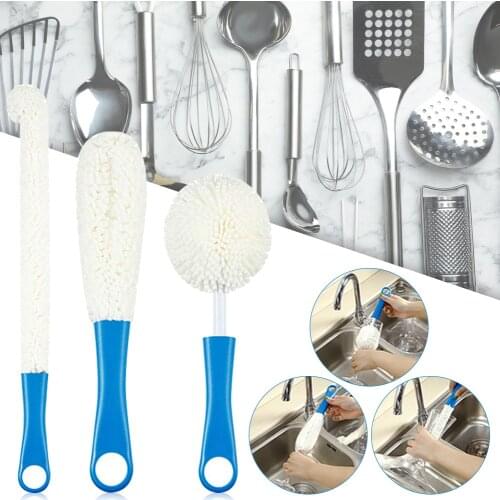 Bottle Cleaning Brush Flexible Bottle Scourer Multi-Function Household Tools for Decanters, Goblets, Glasses