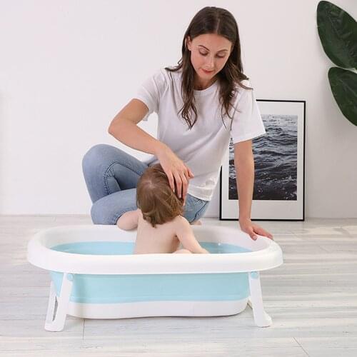 Folding Newborn Baby Bath Tub Portable Children Non-Slip Safe Bathtub Infant Shower Bath Pad Foldable Baby Shower Soft Pillow