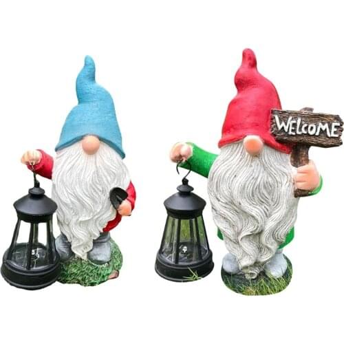 Solar Glowing Garden Gnome Statue Garden Ornament Lighted Sculpture Cute Cartoon N0PA