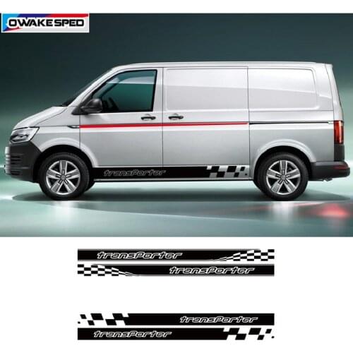 Racing Sport Stripes Car Door Side Skirt Decor Sticker For Volkswagen TRANSPORTER T4 T5 T6 Auto Body Decor Vinyl Decal