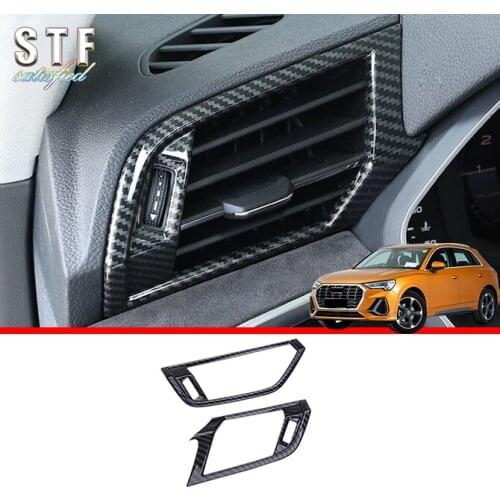 Carbon Fiber Style Interior Side Air Conditioning Vent AC Outlet Decorative Frame Cover Trim For Audi Q3 2019 2020