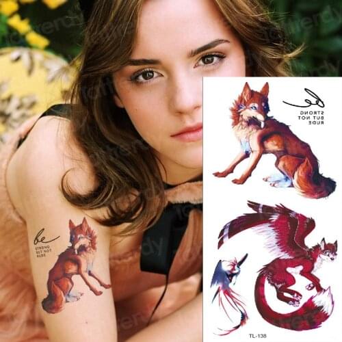 Water transfer tattoo women girls temporary tattoo sticker men tattoo body stickers fox angel dragonfly tatoo fake waterproof
