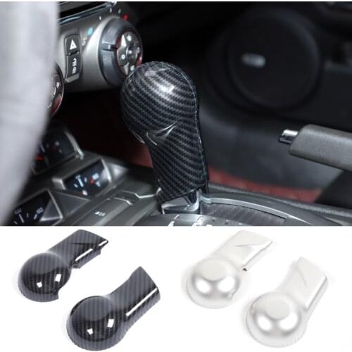 YCCPAUTO 2Pcs/set Car Interior Sticker ABS Gear Shift Knob head Trim Cover For Chevrolet Camaro 2010-2015
