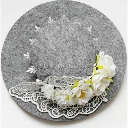 Vintage Grey Kentucky Derby Hat Fascinator Lace Flowers Decoration Woman Hair Clip Church Wedding Bridal Tea Party Headpiece