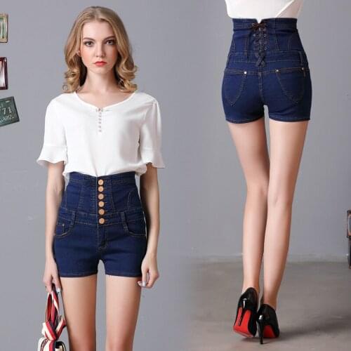 Womens summer shorts Extra large high waist jeans denim shorts female Waist was thin plus-size denim shorts panties