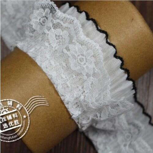 10Yards White Pleated Lace Trim Ruffle Chiffon Lace Ribbon DIY Curtains Wedding Dresses Skirt Cuff Collar Decorative Accessories