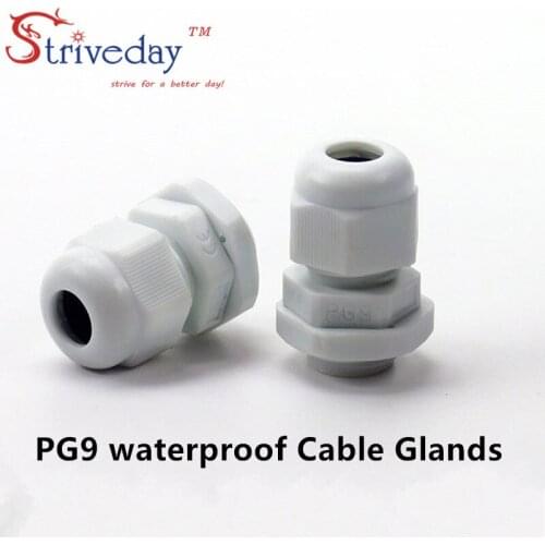 100pcs/lot White/Black PG9 Nylon cable gland Wiring Accessories LED cable connector waterproof