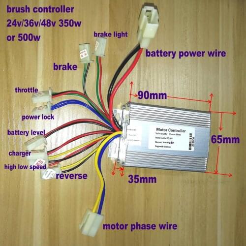 24v36v48v350w/500w Brush Controller For Electric Bike Pedal Scooter MINIMOTO Mobility Scooter Tricycle Moped ATV Conversion PART