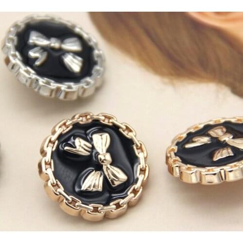 6pcs Vintage Round Bow Metal Women Coat Buttons For Clothing Cute Jacket Cuff Dress DIY Decorative Sewing Accessories Wholesale