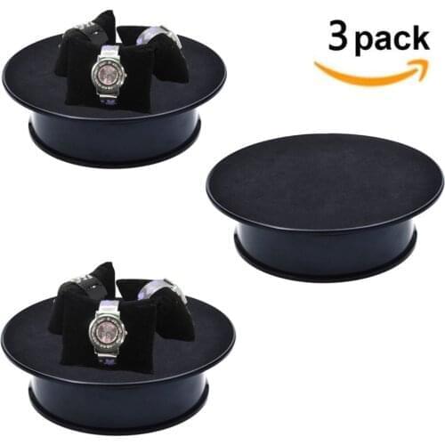 8inch Black Velvet Top Electric Motorized Rotating Display Turntable for Model Jewelry Hobby Collectible Home Battery Rotation