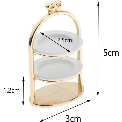 Dollhouse Decoration Accessories, 1/12 Scale Miniature Dollhouse Accessories Decoration Mini Cake Food Stand Rack Kids Toy