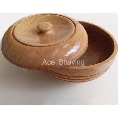 Slightly Defect Painting Beech Wood Shaving Bowl with A Lid Cap Beard Cup Soap Mug Barber Accessory