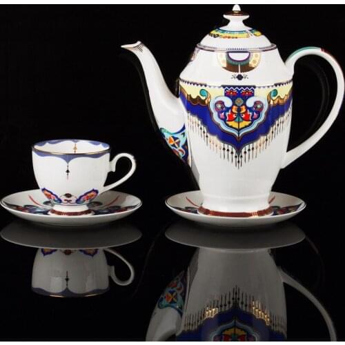 European Tea Set Afternoon Tea Coffee Set 15pieces Tea Sets Bone Porcelain European Cup and Saucer Household Teapot Wedding