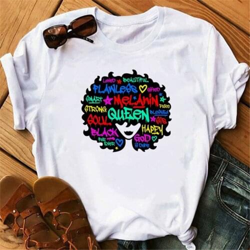 Fashion Girl Queen Colorful Letter Printed T-Shirt Trendy Comfortable Personality Short-Sleeved Top Tees Female Tshirts