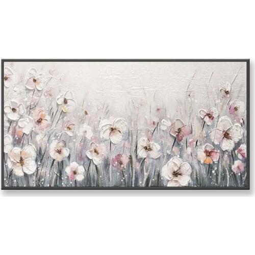 Acrylic Beautiful pink flowers painting on canvas for wall decor Pure Handmade oil painting art posters for living room bedroom