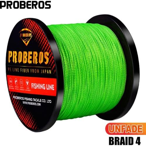 Proberos Fishline 4 Weaves 2000M-2187YDS Braided Fishing Line Red/Green/Black 4 Strands Fishing Wire 6LB-100LB Unfade Yarn Cord