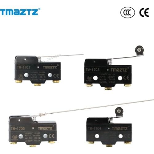 Micro Switch 15A 380V Long Roller Lever Spring Arm Micro Normally Open Close Sensitive Limit Touch Switch NO NC TM-1701 03 04 05