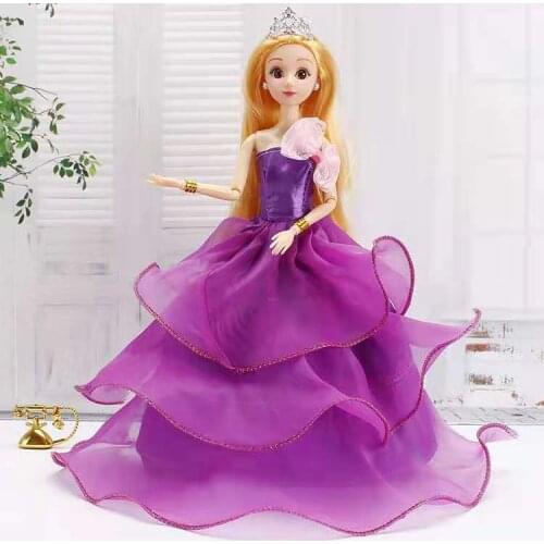 Fashion Purple Princess Wedding Dress 1/6 BJD Clothes for Barbie Clothes Party Gown Outfits 1/6 BJD Dolls Accessories Kid Toys