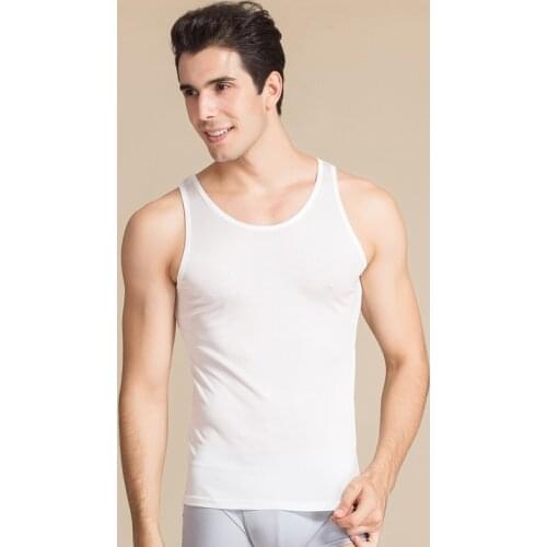 Mulberry Knitted Silk Men Tank Top Summer Cool Sleeveless Casual Fitness Vest Undershirts