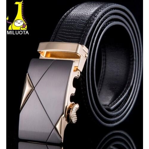 [MILUOTA] Designer belts men high quality Genuine leather belts for men strap male fashion automatic buckle cinto WN016