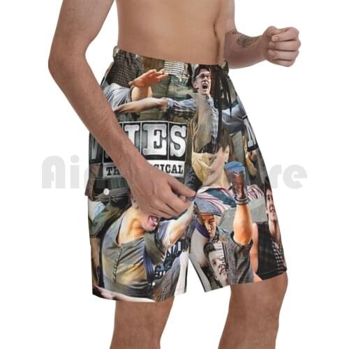 Newsies Broadway Musical Collage Beach Shorts Men Beach Pants Swimwear Newsies Broadway Musical Collage 5758