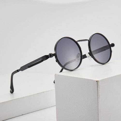 2021 NEW Round Men Women Steampunk Sunglasses Fashion Metal Glasses Brand Design Vintage Sun glasses UV400 Gafas