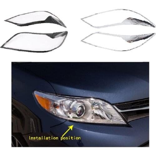 Car Cover Styling Detector ABS Chrome Front Light Lamp Trim Frame Accessories Parts 2pcs For Toyota Sienna 2018 2019 2020 2021