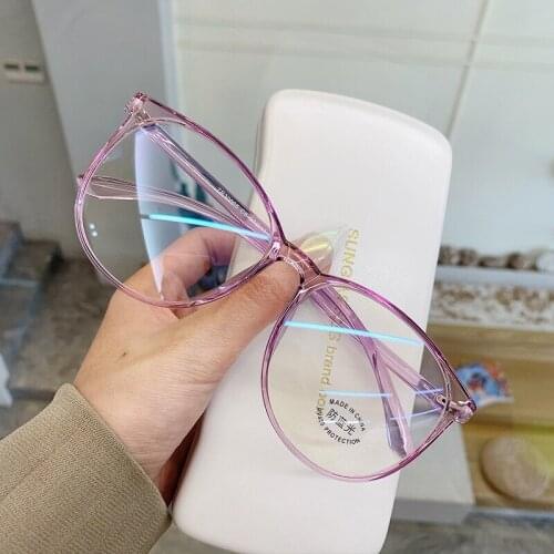 Glasses Frame 2021 High-end Fashion Anti Blue Light Ray Finished Myopia Women Men Big Frame Decorative Flat Mirrors Equipped