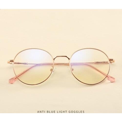Men Vintage Anti Blue light Glasses Frame Round Women Lens Myopia Optical Mirror Simple Metal Anti-blue Clear Eyewear Frames