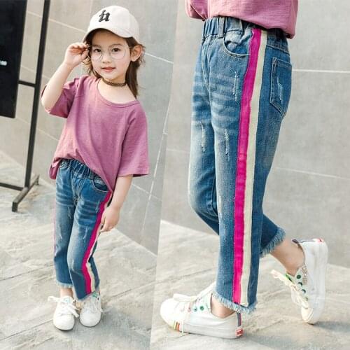 2017 autumn girls straight jeans pants denim pants baby girl jeans for girls kids clothes causal jean long trousers